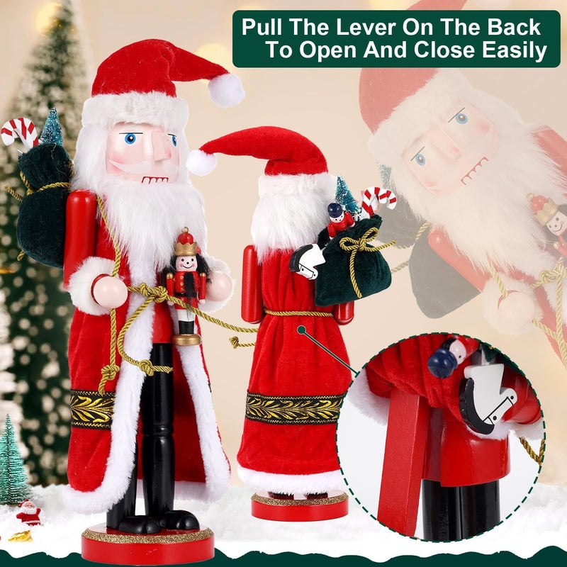 BXO Store Christmas Decorations Nutcracker Ornament,36CM Wooden Xmas Traditional Nutcracker,Festive Collectible Nutcracker Figures Party Tabletop Thanksgiving Decor(with Mini Nutcracker) - Image 4